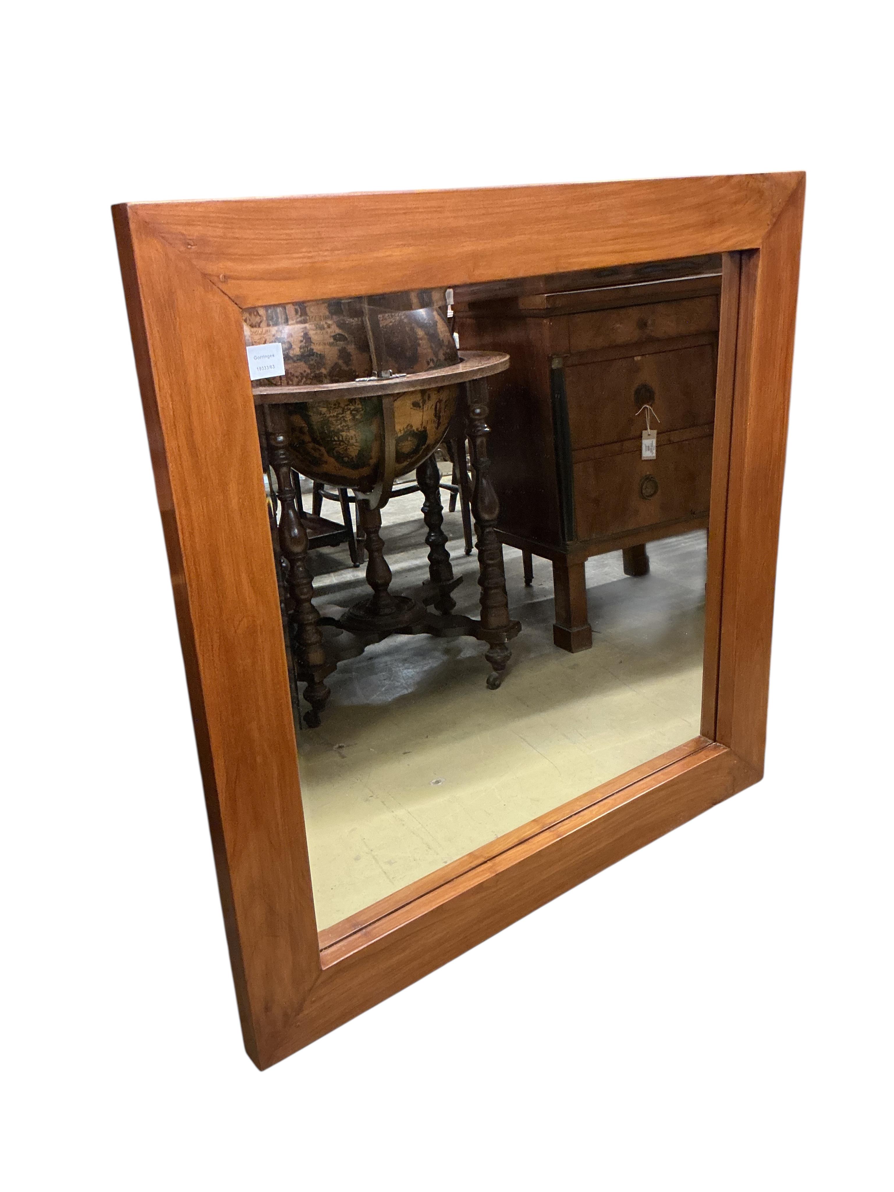 A large Contemporary hardwood framed mirror, width 100cm, height 100cm